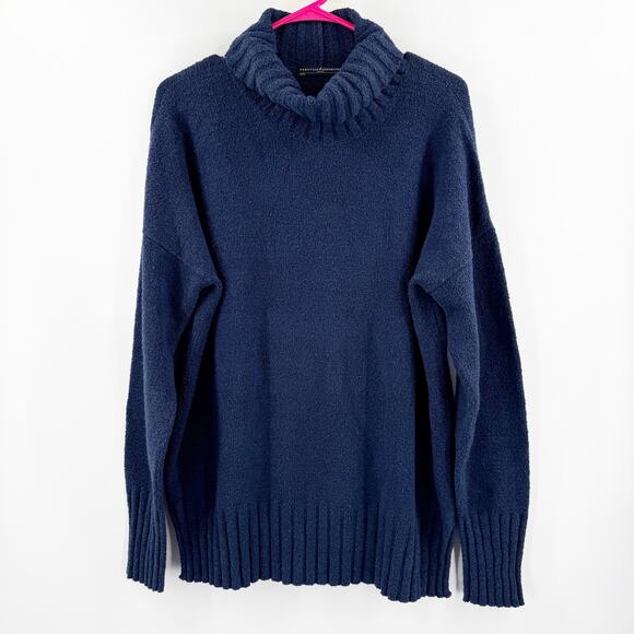 PERUVIAN CONNECTION Turtleneck Sweater SZ Large Navy Blue Pima Cotton Blend Peru - Picture 1 of 11